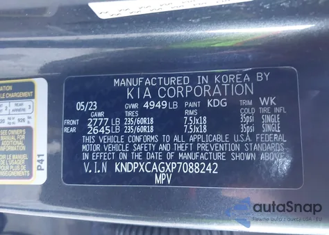 2023 Kia Sportage Hybrid Sx-Prestige z USA, uszkodzony, nr VIN KNDPXCAGXP7088242